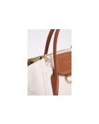Handtasche Soli aus cremefarbenem und kamelfarbenem Leder - 24x40x11cm
