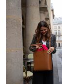 Mutige Handtasche aus Kamelleder - 32x40x13cm