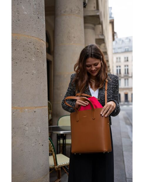 Mutige Handtasche aus Kamelleder - 32x40x13cm