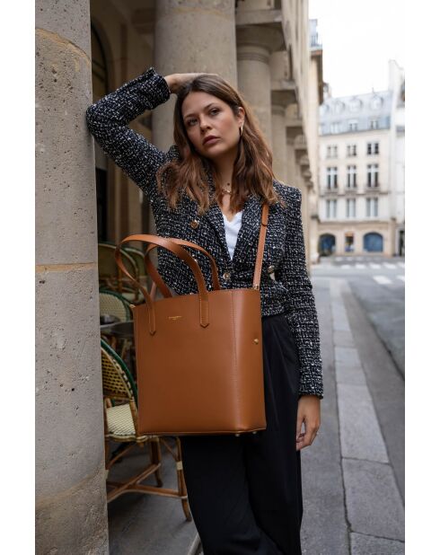 Mutige Handtasche aus Kamelleder - 32x40x13cm