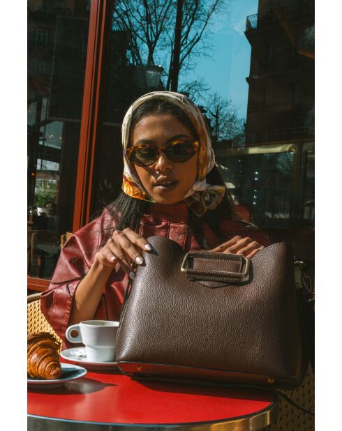 Biana Mokka-Lederhandtasche - 29x25x13,5 cm