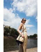 Livy Rafia Schultertasche aus schwarzem Leder - 21,5x27x15cm