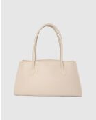 Cremefarbene Schultertasche Oxa aus Leder - 41,5 x 25 x 19 cm
