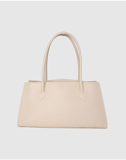 Cremefarbene Schultertasche Oxa aus Leder - 41,5 x 25 x 19 cm