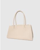 Cremefarbene Schultertasche Oxa aus Leder - 41,5 x 25 x 19 cm