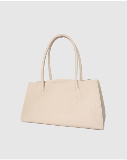 Cremefarbene Schultertasche Oxa aus Leder - 41,5 x 25 x 19 cm