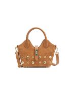 Josie camel leren schoudertas - 25x12x11cm