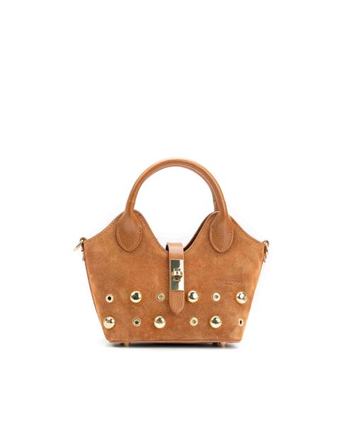 Josie camel leren schoudertas - 25x12x11cm