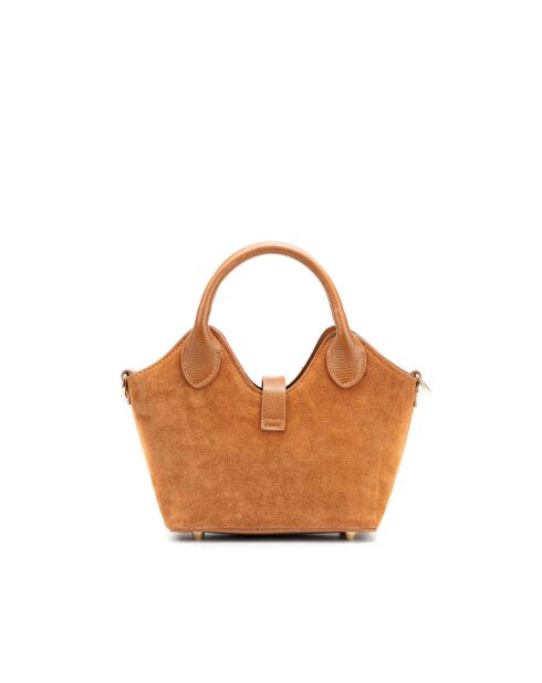 Josie camel leren schoudertas - 25x12x11cm