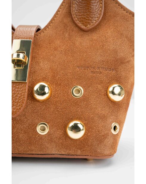 Josie camel leren schoudertas - 25x12x11cm