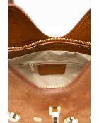 Josie camel leren schoudertas - 25x12x11cm