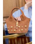 Josie camel leren schoudertas - 25x12x11cm