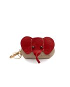 Cartera Jim de piel beige/roja - 10x7x5cm