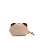 Cartera Jim de piel beige/roja - 10x7x5cm