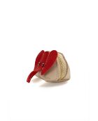 Cartera Jim de piel beige/roja - 10x7x5cm