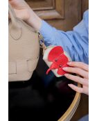 Cartera Jim de piel beige/roja - 10x7x5cm