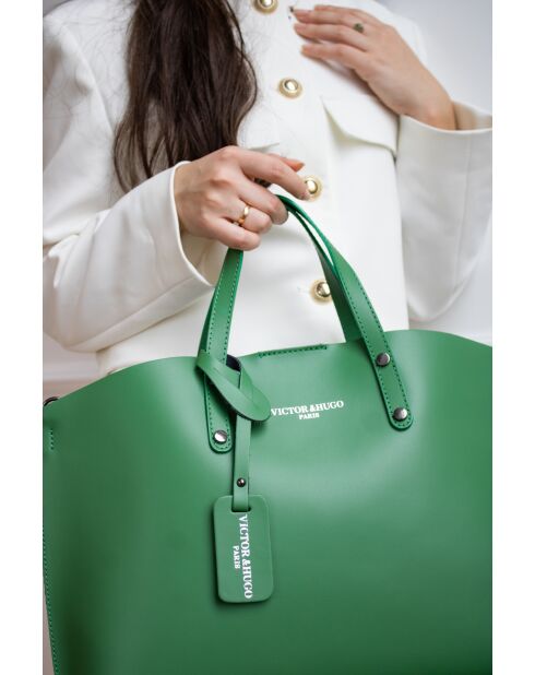 Livel groene leren handtas - 45x12x31CM