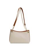 Beige/camel Ava leren schoudertas - 28x17x8cm