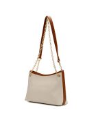 Beige/camel Ava leren schoudertas - 28x17x8cm