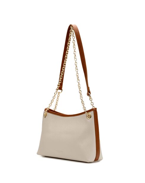 Bandolera de piel Ava beige/camel - 28x17x8cm
