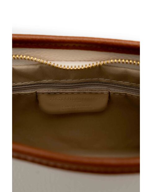 Bandolera de piel Ava beige/camel - 28x17x8cm