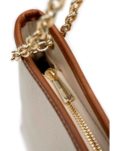 Bandolera de piel Ava beige/camel - 28x17x8cm