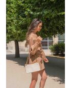 Beige/camel Ava leren schoudertas - 28x17x8cm