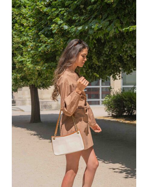 Bandolera de piel Ava beige/camel - 28x17x8cm