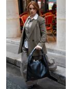 Sac porte épaule en cuir Zelie noir - 35X45X5cm