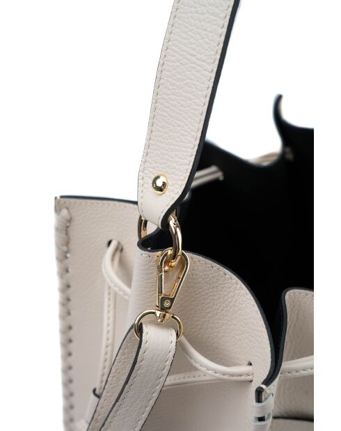 Claudia Schultertasche aus Leder cremefarben - 27x25 12cm
