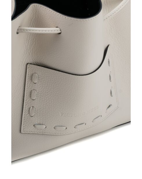 Claudia Schultertasche aus Leder cremefarben - 27x25 12cm