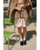 Claudia Schultertasche aus Leder cremefarben - 27x25 12cm