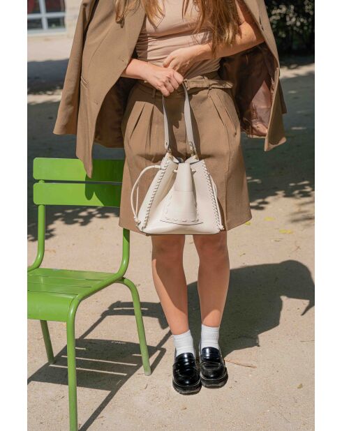 Claudia Schultertasche aus Leder cremefarben - 27x25 12cm
