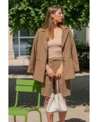 Claudia Schultertasche aus Leder cremefarben - 27x25 12cm