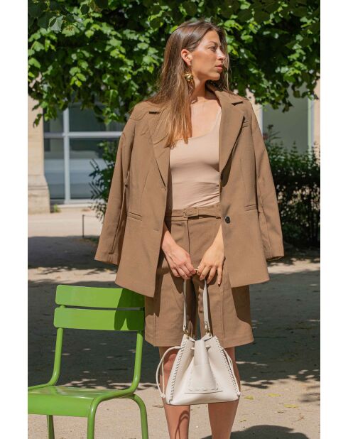 Claudia Schultertasche aus Leder cremefarben - 27x25 12cm