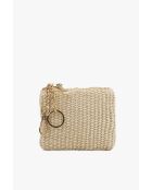 Beige leren portemonnee Sol - 13x10x1cm