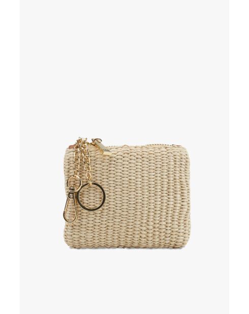 Beige leren portemonnee Sol - 13x10x1cm