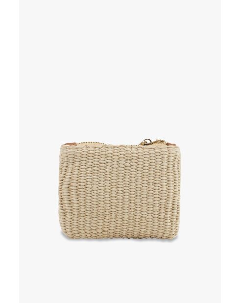 Beige leren portemonnee Sol - 13x10x1cm
