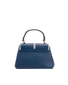 Rania blauw/witte leren schoudertas - 28x20x10cm