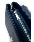 Rania blauw/witte leren schoudertas - 28x20x10cm