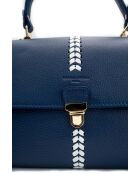 Rania blauw/witte leren schoudertas - 28x20x10cm