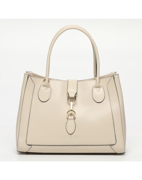 Beryn Schultertasche aus Leder cremefarben - 31x22x11,5 cm
