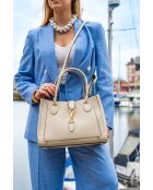 Beryn Schultertasche aus Leder cremefarben - 31x22x11,5 cm