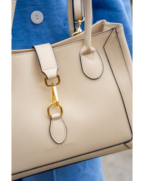 Beryn Schultertasche aus Leder cremefarben - 31x22x11,5 cm