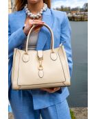 Beryn Schultertasche aus Leder cremefarben - 31x22x11,5 cm