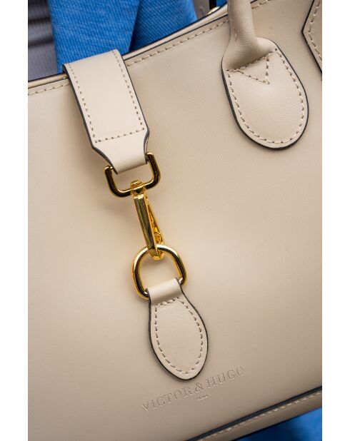 Beryn Schultertasche aus Leder cremefarben - 31x22x11,5 cm
