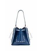 Bandolera Claudia de piel azul/blanca - 27x25 12cm