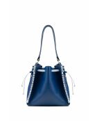 Bandolera Claudia de piel azul/blanca - 27x25 12cm
