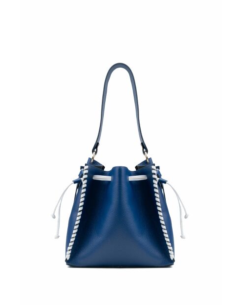 Bandolera Claudia de piel azul/blanca - 27x25 12cm