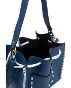 Bandolera Claudia de piel azul/blanca - 27x25 12cm